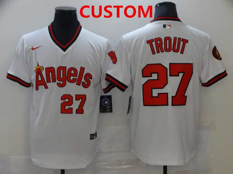 Los Angeles Angels Custom White Throwback Cooperstown Collection Stitched MLB Nike Jersey->customized mlb jersey->Custom Jersey